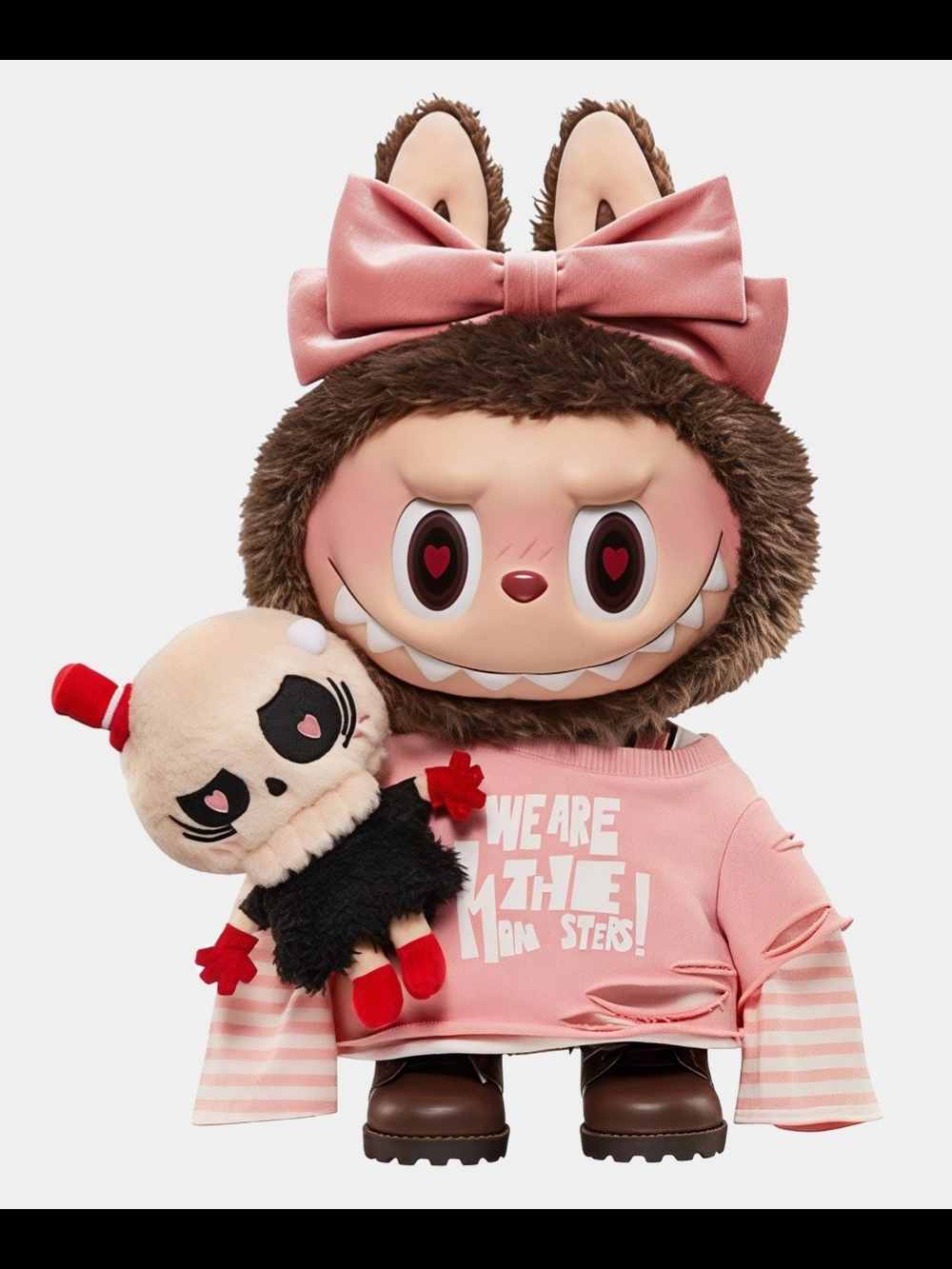 CATCH ME Pink Bow Plush Character Doll with Mini Skull Plush - Kids Toys